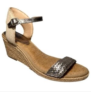 Lucky Brand Woven Metallic Espadrille Wedge Sandals - 8